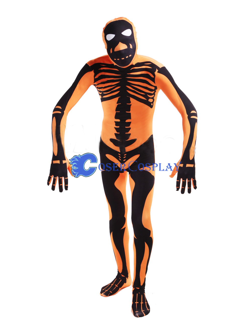 Adult Halloween Costumes Zentai Skeleton Orange